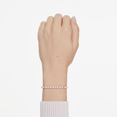 Pulseira Matrix, Crystal Pearl, Lapidações redondas, Branca, Lacado a rosa dourado - Swarovski, 5729506