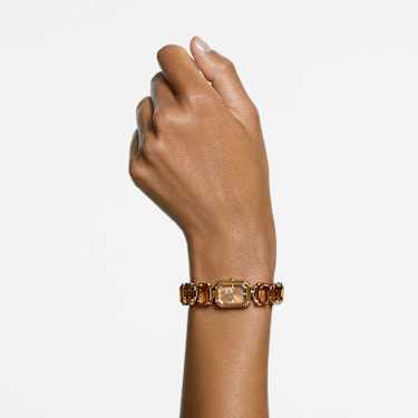 Reloj, Pulsera de talla octogonal, Marrón, Acabado tono oro champán - Swarovski, 5729841