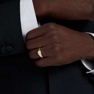 Octagon band ring, Lab-grown diamonds 1.0 ct tw, Octagon shape, 18K yellow gold - Swarovski, 5730224