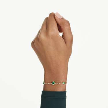 Imber 手链, 圆形切割, 绿色, 镀金色调 - Swarovski, 5730676