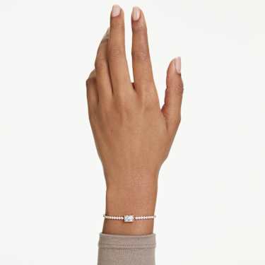 Matrix Tennis bracelet, Mixed cuts, White, Rose gold-tone plated - Swarovski, 5730706