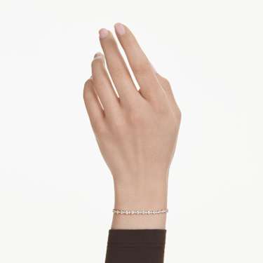Matrix Tennis bracelet, Round cut, White, Gold-tone plated - Swarovski, 5730709