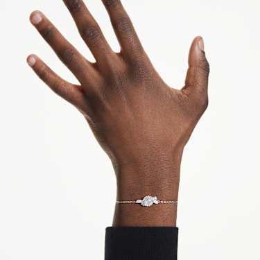Matrix Armband, Baguette-Schliff, Knoten, Weiß, Rhodiniert - Swarovski, 5731101