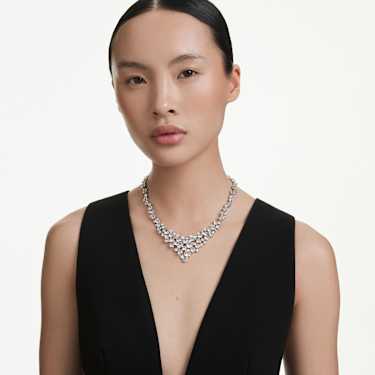 Constella necklace, Mixed cuts, Clasp, White, Rhodium plated - Swarovski, 5732249