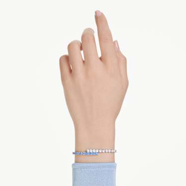 Matrix bracelet, Mixed cuts, Blue, Rhodium plated - Swarovski, 5732266