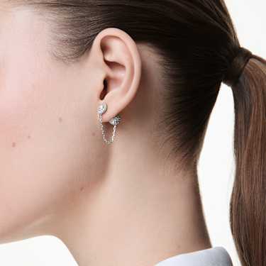 Una Angelic drop earrings, Round cut, White, Rhodium plated - Swarovski, 5732273