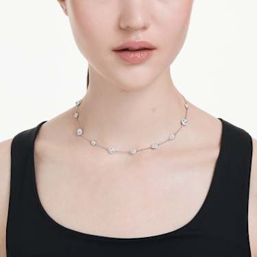 Una Angelic 項鏈, 圓形切割, 双面图案, 白色, 鍍白金色 - Swarovski, 5732275
