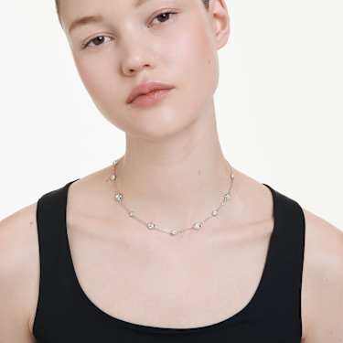 Una Angelic 項鏈, 圓形切割, 双面图案, 白色, 鍍白金色 - Swarovski, 5732275