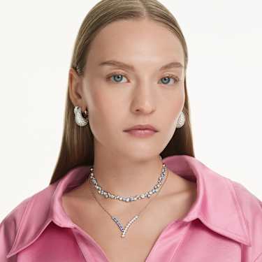 Sublima earrings, White, Rhodium plated - Swarovski, 5732282