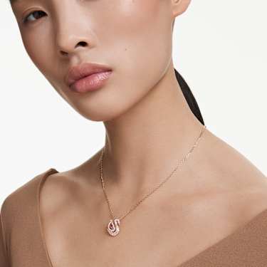 Dancing Swan 펜던트, 스완, 레드, 로즈골드 톤 플래팅 - Swarovski, 5732413