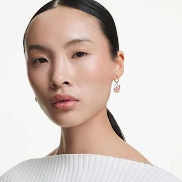 Swan 水滴形耳環, 密鑲, 天鵝, 粉紅色 - Swarovski, 5732415