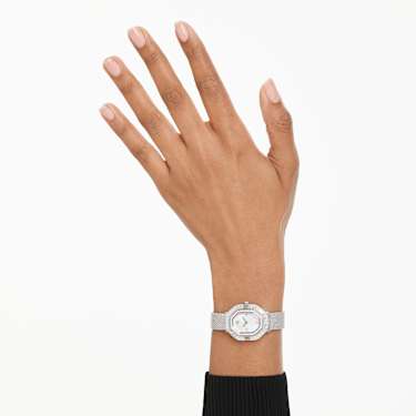 Matrix octagon 腕表, 金属手链, 银色, 不锈钢 - Swarovski, 5732498