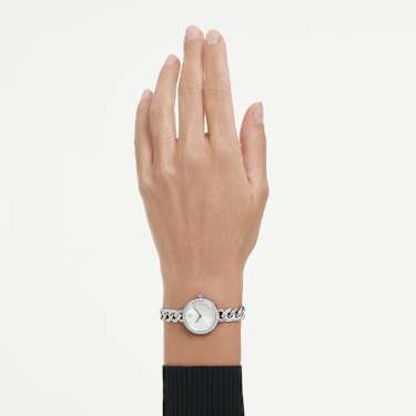 SWAROVSKI スワロフスキー Cocktail round ウォッチ Cocktail round Saat, Metal bileklik, Gümüş Rengi, Paslanmaz çelik