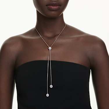 Una Angelic Y pendant, Round cut, White, Rhodium plated - Swarovski, 5733067