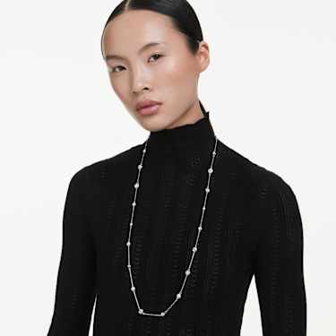 Una Angelic ネックレス, ラウンドカット, ホワイト, ロジウム・プレー