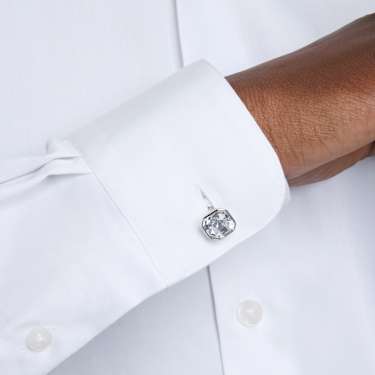 Millenia cufflinks, Octagon cut, White, Rhodium plated - Swarovski, 5733306