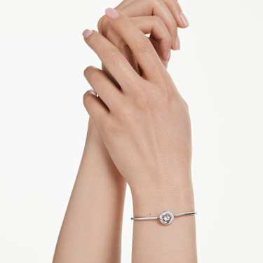 Bransoletka typu bangle Dextera, Szlif okrągły, Biała, Powłoka z rodu - Swarovski, 5733399