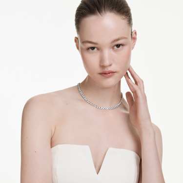 Una Angelic Tennis necklace, Round cut, Blue, Rhodium plated - Swarovski, 5733402