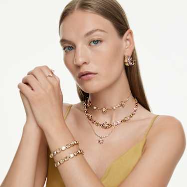 Mesmera open ring, Heart cut, Pavé, White, Gold-tone plated - Swarovski, 5733477