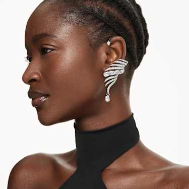 The Vienna Collection ear cuffs, Feather, White, Ruthenium plated - Swarovski, 5733809