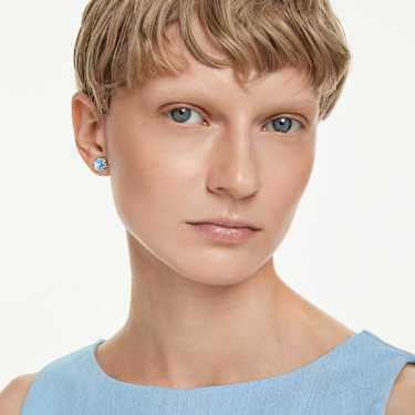 Magic stud earrings, Snowflake, Blue, Rhodium plated - Swarovski, 5734242