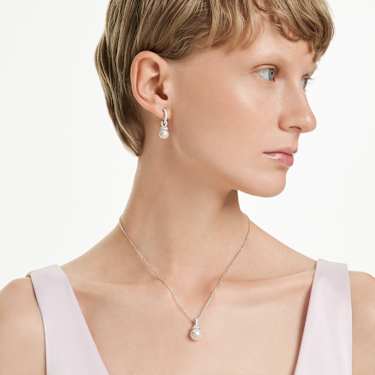 Originally 套裝, 密鑲, 水晶珍珠, 白色, 鍍白金色 - Swarovski, 5734280