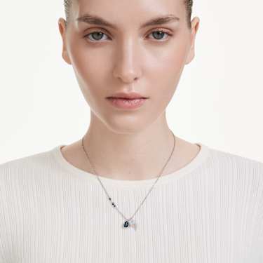 Symbolica necklace, Wings, Blue, Rhodium plated - Swarovski, 5734554