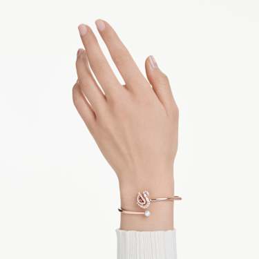 Swan 手鐲, 飛舞天鵝, 紅色, 鍍玫瑰金色調 - Swarovski, 5734556