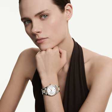 Matrix date óra, Svájci gyártmány, Fémszíj, Rozéarany árnyalat, Kevertfém-felület - Swarovski, 5734663