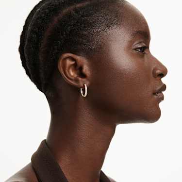 Sommerset hoop earrings, Small, White, Gold-tone plated - Swarovski, 5735020