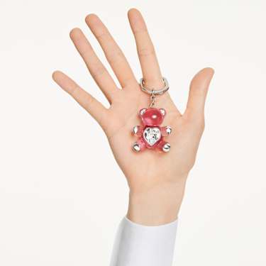 Teddy sleutelhanger, Beer, Roze, Rodium toplaag - Swarovski, 5735365