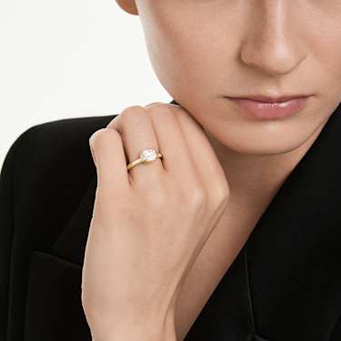 Prstan s kamnom v okvirju Octagon, Laboratorijsko gojeni diamanti 1,0 ct tw, Osemkotna oblika, 18-karatno rumeno zlato - Swarovski, 5735717