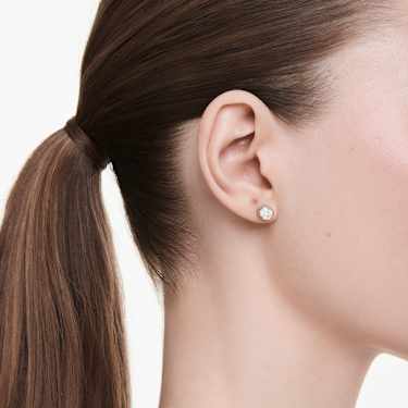 Eternity stud earrings, Lab-grown diamonds 1.0 ct tw, Octagon shape, 18K white gold - Swarovski, 5735727