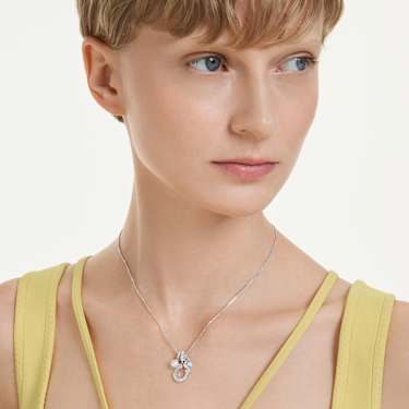 Μενταγιόν Symbolica, Crystal pearl, Στρογγυλή κοπή, Pavé, Πέταλο, Λευκό, Επιμετάλλωση ροδίου - Swarovski, 5736247