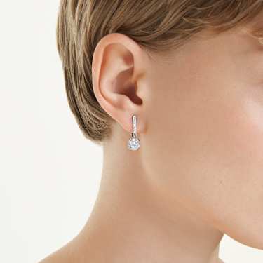 Stilla クリップイヤリング, ラウンドカット, パヴェ, ホワイト, ロジウム・プレーティング - Swarovski, 5736942