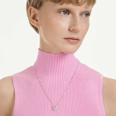 Symbolica pendant, Crystal pearl, Round cut, Pavé, Horseshoe, White, Rhodium plated - Swarovski, 5736972