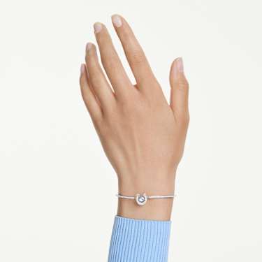 Symbolica bangle, Round cut, Pavé, Horse shoe, Blue, Rhodium
