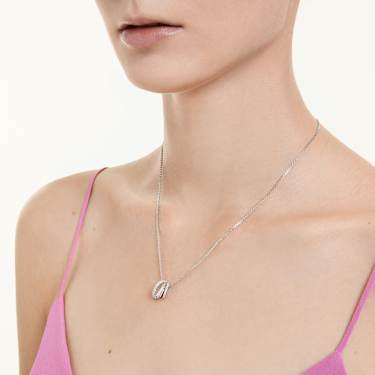 Pandantiv Hyperbola, Tăietură rotundă, Alb, Placat cu rodiu - Swarovski, 5737064