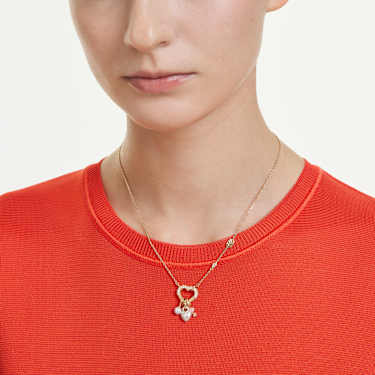 Idyllia Kolye, Karışık kesimler, Kalp, anahtar, Pembe, Altın rengi kaplama - Swarovski, 5737290