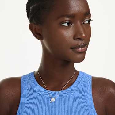 Idyllia medál, Vegyes metszés, Szív, Fehér, Kevertfém-felület - Swarovski, 5737291