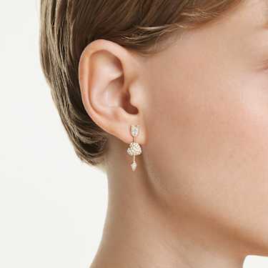 Cercei cu drop Idyllia, Tăieturi mixte, Inimă cu săgeată, Albi, Finisaj din aur de 18k - Swarovski, 5737295