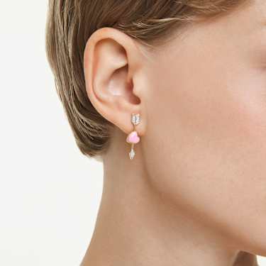 Długie kolczyki Idyllia, Szlify różnorodne, Serce ze strzałą, Białe, Wykończenie z 18-karatowego złota - Swarovski, 5737295