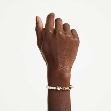 Pulsera Idyllia, Perla de cristal, Blanca, Baño tono oro - Swarovski, 5737299