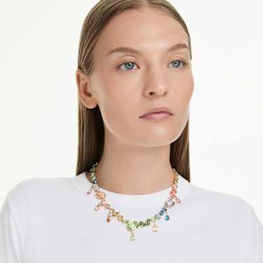 Gema ketting, Verschillende slijpvormen, Hangende kristallen, Meerkleurig, Goudkleurige toplaag - Swarovski, 5737443
