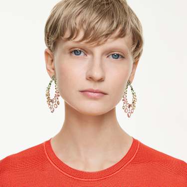 Gema drop earrings, Mixed cuts, Chandelier, Multicoloured, Gold-tone plated - Swarovski, 5737445