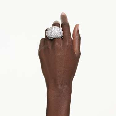 Sublima cocktail ring, Large, White, Rhodium plated - Swarovski, 5737617