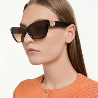 Sunglasses, Cat-eye shape, SK6047, Dark brown - Swarovski, 5737923