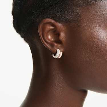 Dextera hoop earrings, Round cut, Mini, White, 18K rose gold finish - Swarovski, 5738198