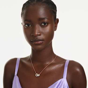 Colgante Dextera, Talla redonda, Blanco, Baño tono oro rosa - Swarovski, 5738200