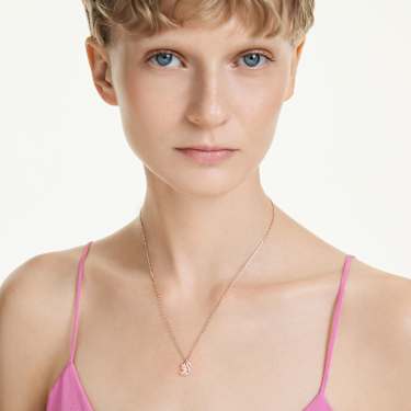 Swan medál, Vegyes metszés, Hattyú, Fehér, 18 kt-os rózsaarany bevonat - Swarovski, 5738203